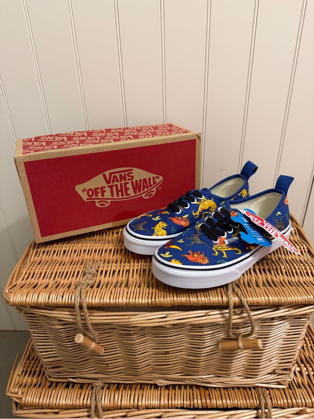 NWT | Vans Kids Authentic Slip-On - Navy Dinosaur Print